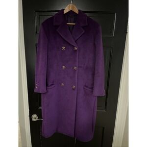 VTG Gianni Versace Wool Coat Women's Size 46 Purple Runway / Overcoat Italy